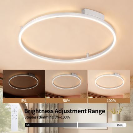 Brilagi - Диммируемый потолочный светильник PORTOFINO LED/60W/230V 3000-6000K диам. 80 см серебристый + пульт дистанционного управления