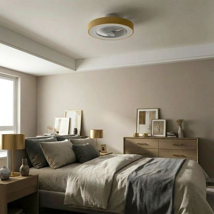 Brilagi - LED диммируемый потолочный светильник с вентилятором LED/38W/230V 3000–6500K Ø 50 см, золотой + дистанционное управление