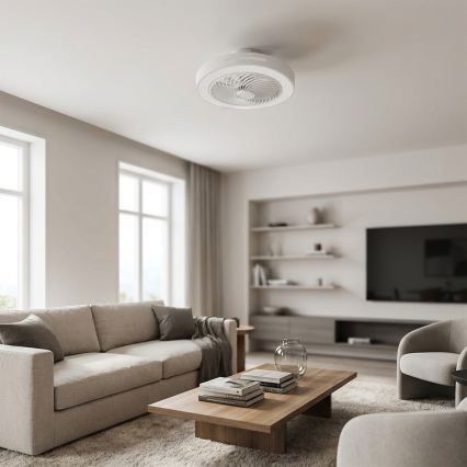 Brilagi — диммируемый потолочный светильник с вентилятором, светодиодный 38 Вт, 230 В, 3000–6500 К, Ø 46 см, белый, с дистанционным управлением