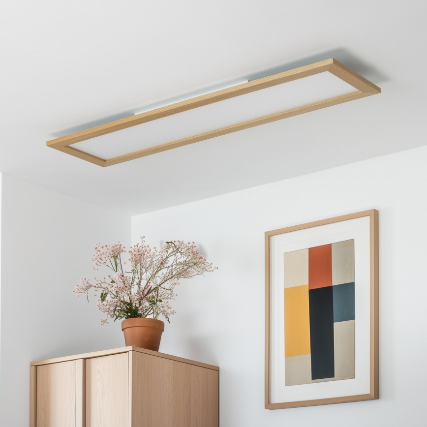 Brilagi - Диммируемый потолочный светильник SLIMFRAME WOOD LED/58W/230V 124x34 cm 3000-6000K коричневый + пульт дистанционного управления