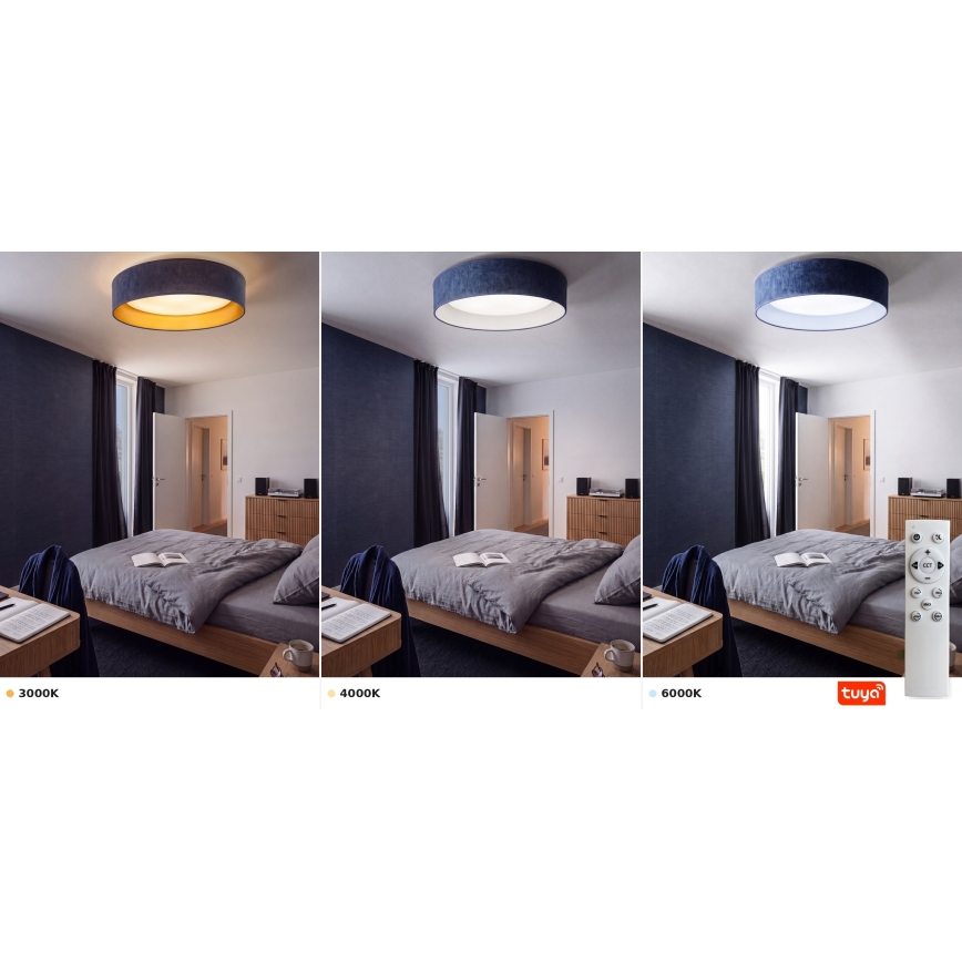 Brilagi - Диммируемый потолочный светильник VELVET SMARTIX LED 36 Вт/230 В 3000–6000K, диаметр 55 см, синий, Wi‑Fi Tuya Beacon + пульт дистанционного управления