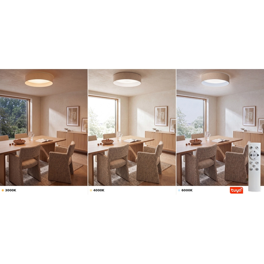 Brilagi - диммируемый потолочный светильник VELVET SMARTIX LED/36 Вт/230 В 3000–6000 К, диаметр 55 см, кремовый, Wi‑Fi Tuya Beacon + пульт дистанционного управления