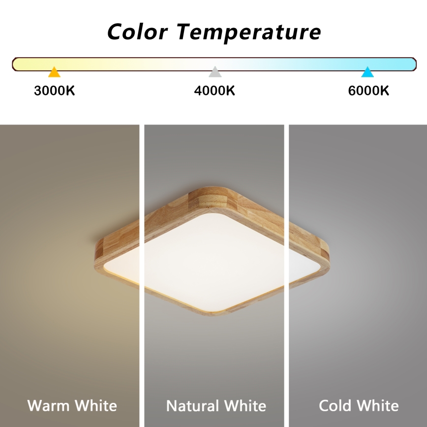 BRILAGI - Светодиодный диммируемый потолочный светильник WOODLINE SQUARE LED/48W/230V 3000-6000K дуб 40x40 cm + пульт дистанционного управления