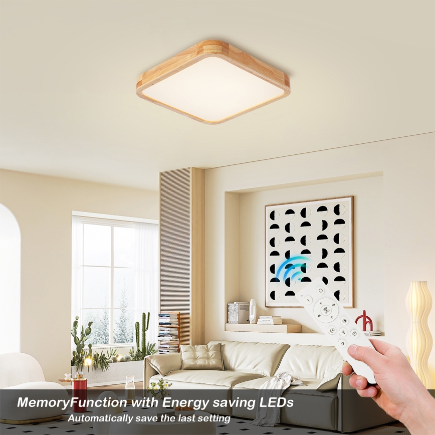 BRILAGI - Светодиодный диммируемый потолочный светильник WOODLINE SQUARE LED/48W/230V 3000-6000K дуб 40x40 cm + пульт дистанционного управления
