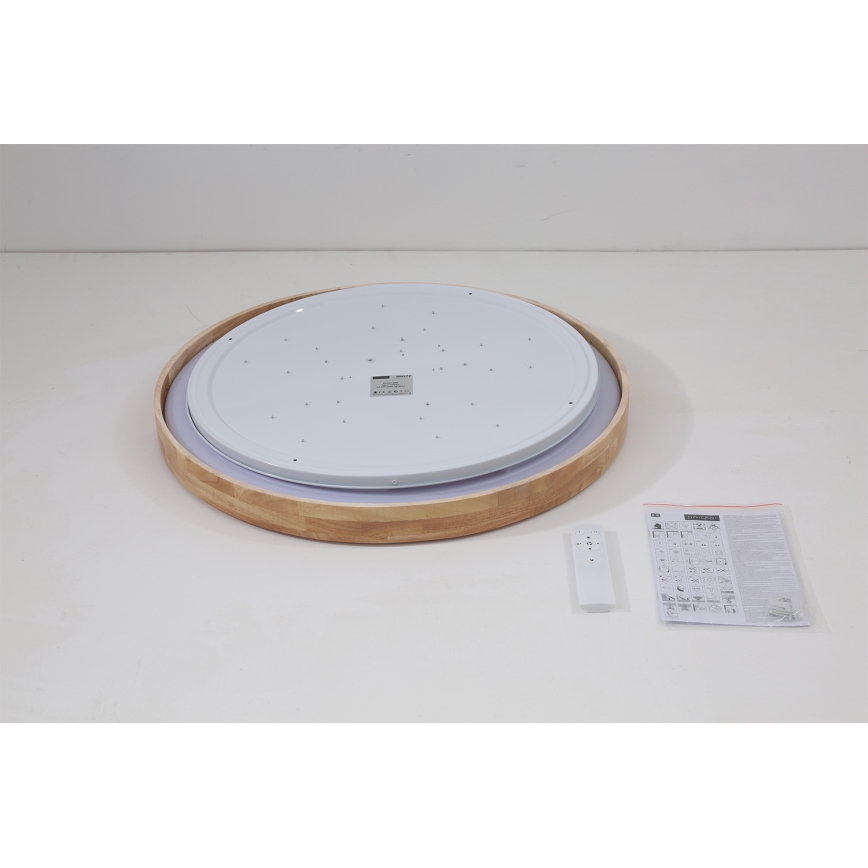 Brilagi - LED диммируемый потолочный светильник WOODROUND LED/40W/230V 3000-6000K диаметр 60 см деревянный CRI 90 + дистанционное управление