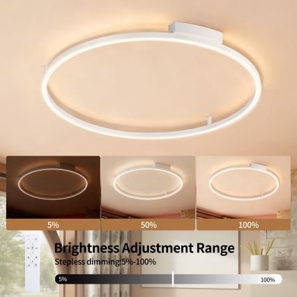 Brilagi - диммируемый светодиодный потолочный светильник PORTOFINO LED/60W/230V 3000–6000K Ø 80 см белый + пульт дистанционного управления