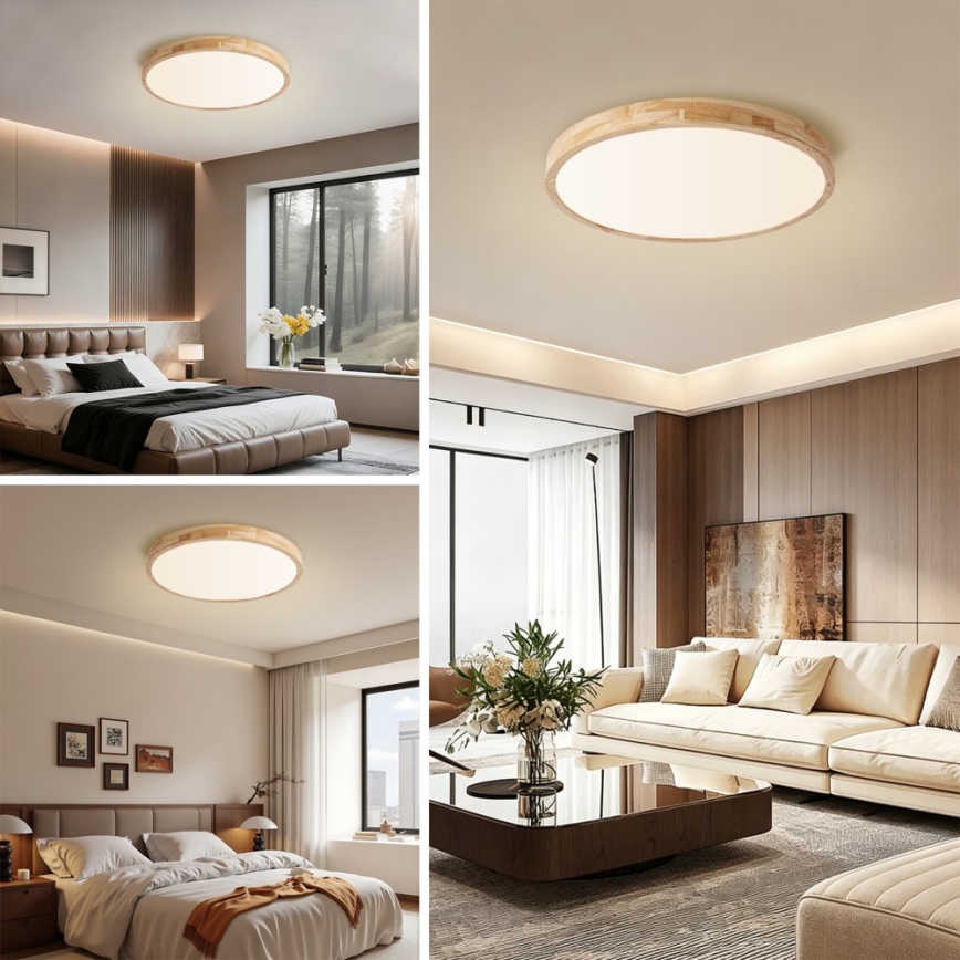 BRILAGI - Диммируемый потолочный светильник WOODLINE LED/72W/230V 3000-6000K, дуб, диаметр 60 см + дистанционный пульт