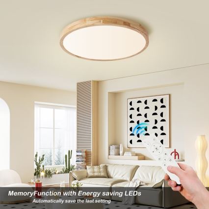 BRILAGI - Диммируемый потолочный светильник WOODLINE LED/72W/230V 3000-6000K, дуб, диаметр 60 см + дистанционный пульт
