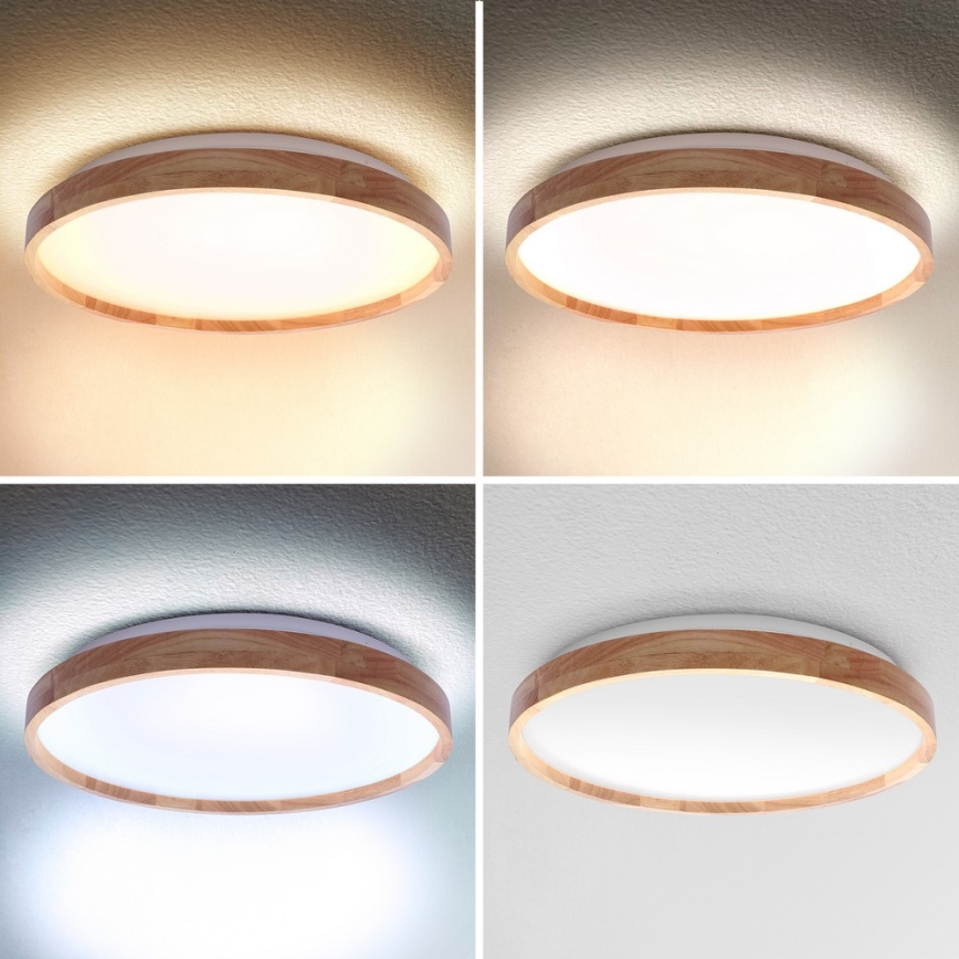 Brilagi - диммируемый потолочный светильник ALSON LED/48W/230V 3000-6500K, дуб, Ø 39,5 см, с пультом дистанционного управления