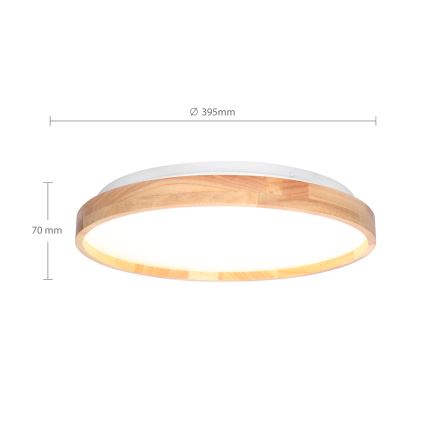Brilagi - диммируемый потолочный светильник ALSON LED/48W/230V 3000-6500K, дуб, Ø 39,5 см, с пультом дистанционного управления
