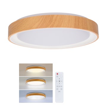 Brilagi - диммируемый потолочный светильник FLOCO LED/48W/230V, диаметр 40 см, декор под дерево/белый + пульт дистанционного управления