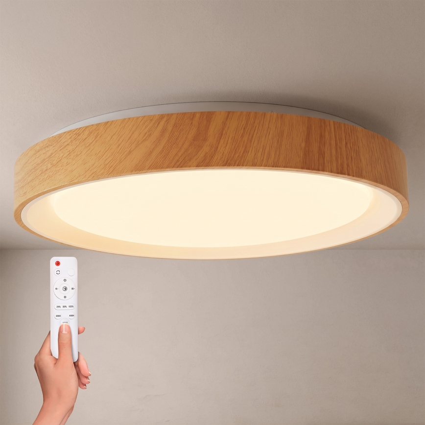 Brilagi - диммируемый потолочный светильник FLOCO LED/48W/230V, диаметр 40 см, декор под дерево/белый + пульт дистанционного управления