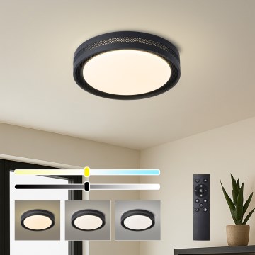 Brilagi - диммируемый потолочный светильник KREON LED, 54 Вт, 230 В, 3000–6000 К, черный, диаметр 38 см, с пультом дистанционного управления
