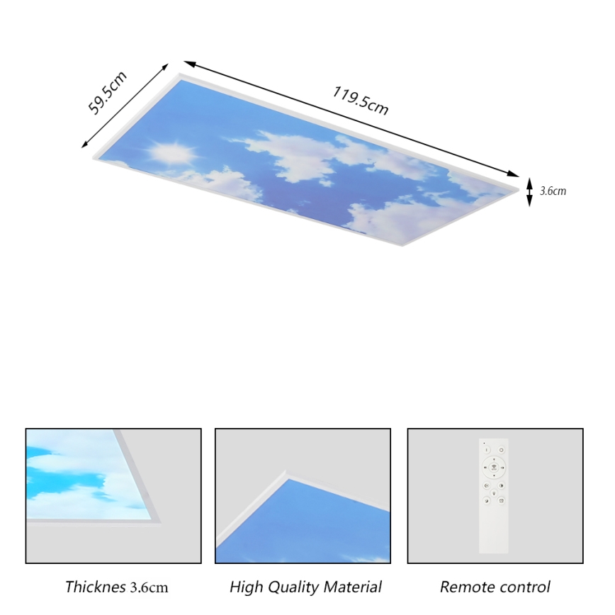 Brilagi - Светодиодный диммируемый потолочный светильник SLIMFRAME LED/80 Вт/230 В 120x60 см 3000-6000K серебристый/синий + пульт дистанционного управления
