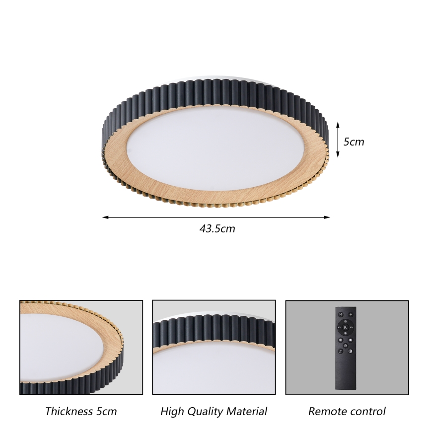 Brilagi - LED диммируемый потолочный светильник NEXO LED/48W/230V 3000-6000K черный диам. 43 cm + пульт дистанционного управления