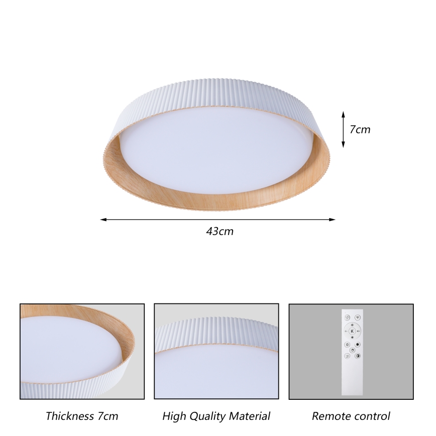 Brilagi - LED диммируемый потолочный светильник ORINO LED/54 Вт/230 В 3000–6000K белый, диаметр 43 см + пульт дистанционного управления