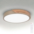 BRILAGI - диммируемый потолочный светильник PILANA LED/48W/230V 3000-6500K, дуб/бежевый, диаметр 40 см + дистанционное управление