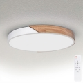 Brilagi - Диммируемый потолочный светильник PILANA LED/60W/230V 3000-6500K дуб/белый, диаметр 60 см + пульт дистанционного управления