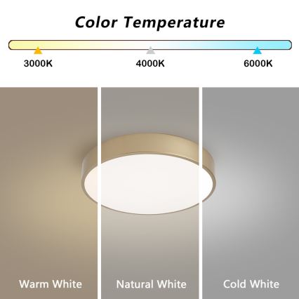BRILAGI - диммируемый потолочный светильник POOL LED/36W/230V 3000-6000K диаметр 30 см, золотой + пульт дистанционного управления