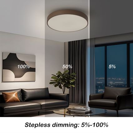 Brilagi - Диммируемый LED потолочный светильник POOL LED/48W/230V 3000-6000K Ø 40 см, коричневый + дистанционное управление