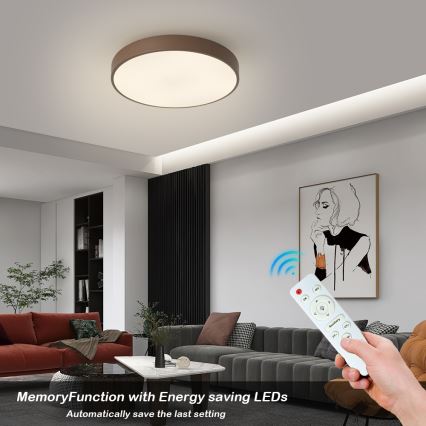Brilagi - Диммируемый LED потолочный светильник POOL LED/48W/230V 3000-6000K Ø 40 см, коричневый + дистанционное управление