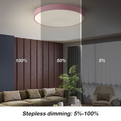 Brilagi - Диммируемый светодиодный потолочный светильник POOL LED/60W/230V 3000-6000K, диам. 60 см, розовый + пульт дистанционного управления