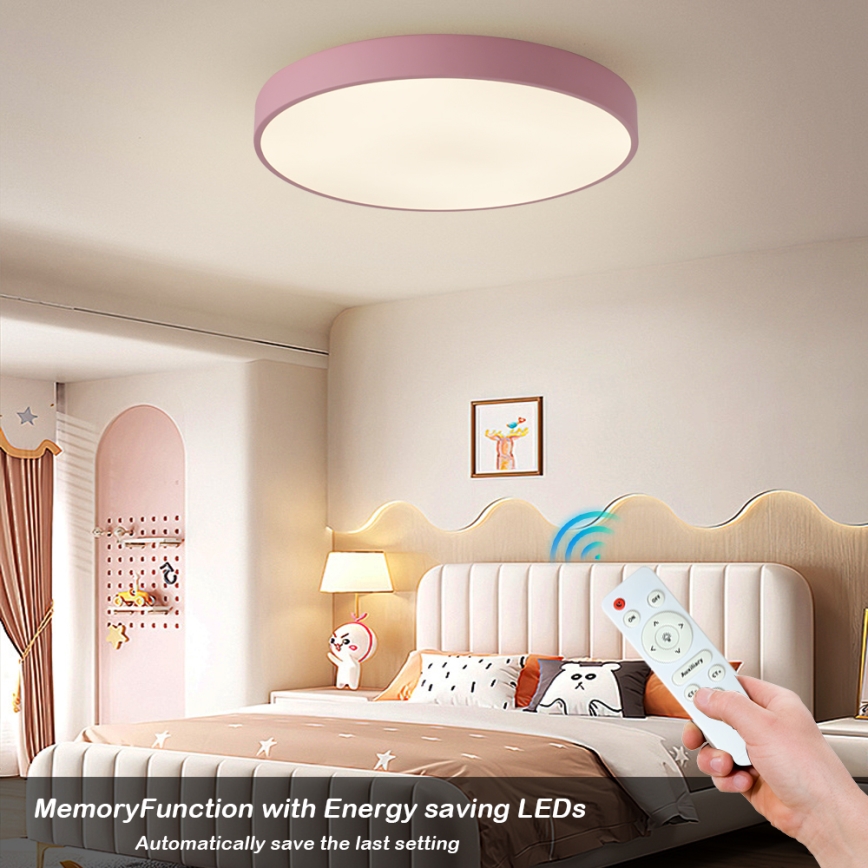 Brilagi - Диммируемый светодиодный потолочный светильник POOL LED/60W/230V 3000-6000K, диам. 60 см, розовый + пульт дистанционного управления