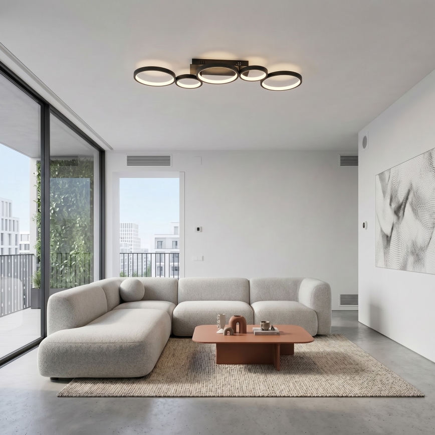 Brilagi - диммируемый потолочный светильник RINGO LED/34 Вт/230 В 3000–6000 К 28×84 см чёрный + пульт дистанционного управления
