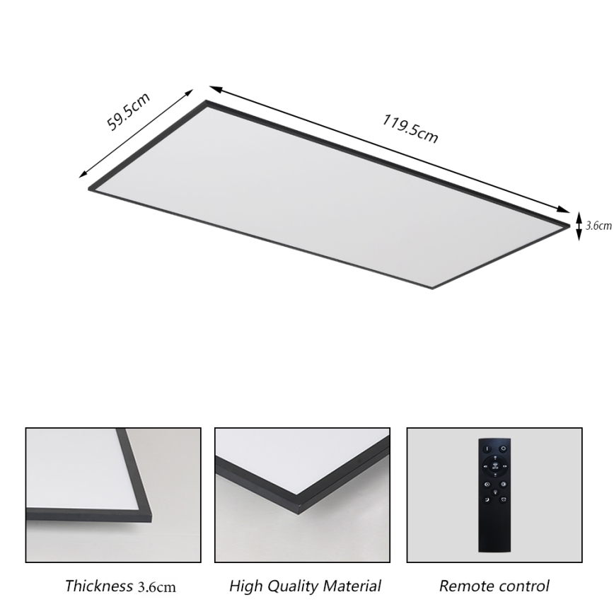Brilagi - LED диммируемый потолочный светильник SLIMFRAME LED/80 Вт/230 В 120x60 см 3000-6000К черный + пульт дистанционного управления