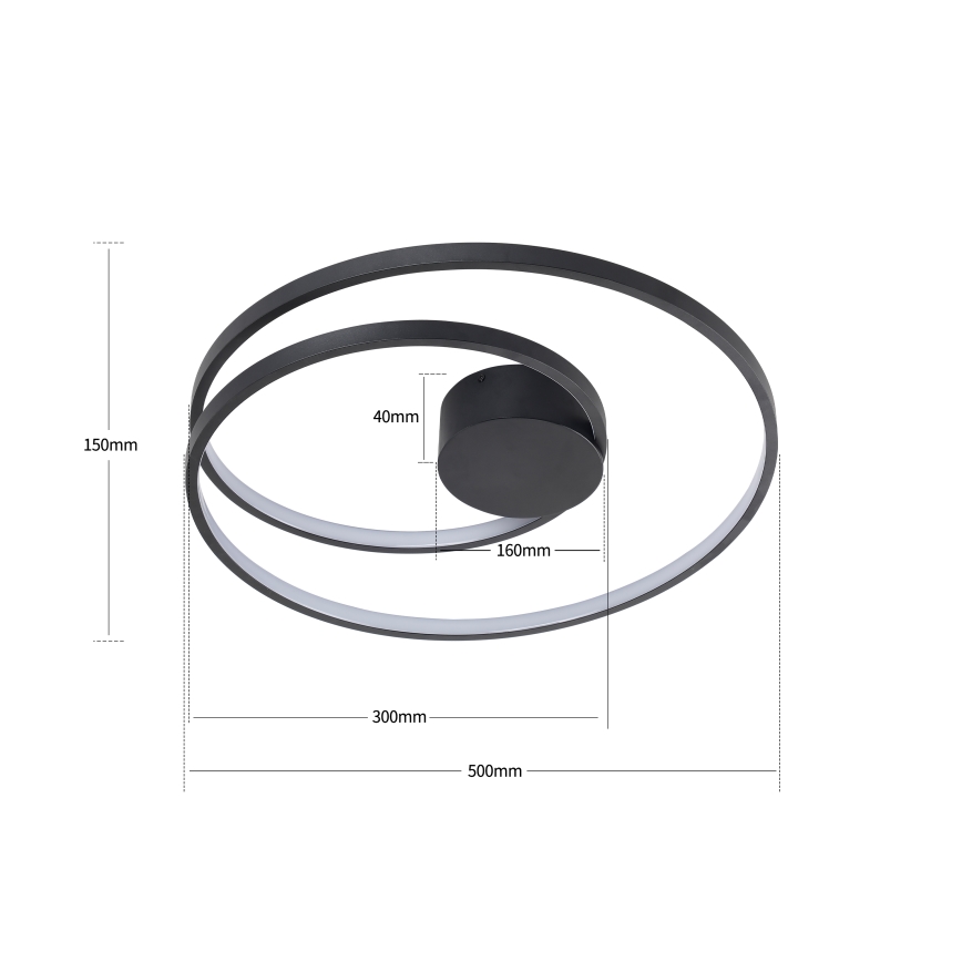 Brilagi - Диммируемый потолочный светильник TWISTER LED/48W/230V 3000-6000K диаметр 50 см чёрный + пульт дистанционного управления