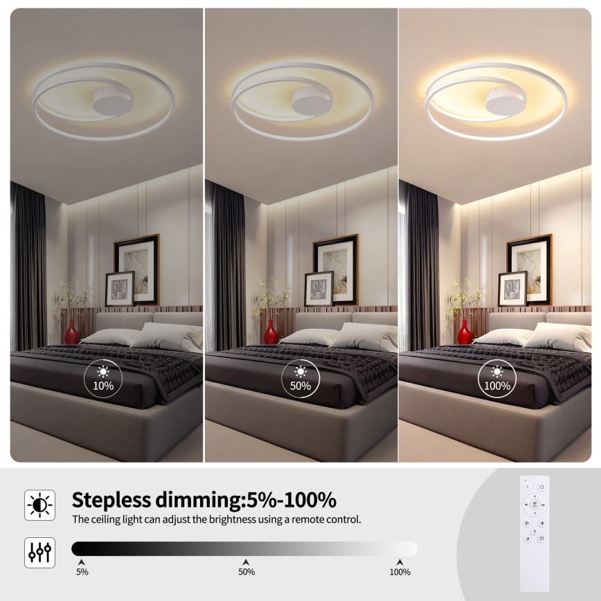 Brilagi - диммируемый потолочный светильник TWISTER LED/75W/230V 3000–6000K, диаметр 70 см, белый + пульт дистанционного управления