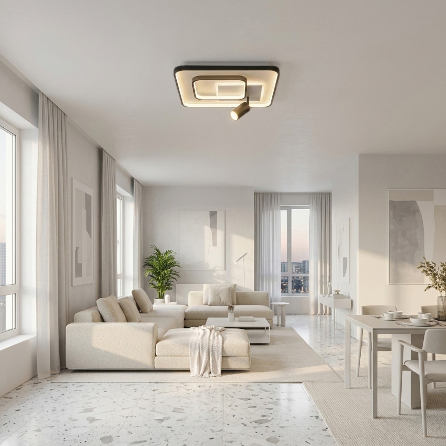 BRILAGI - диммируемый LED потолочный светильник UNITY LED/75W/230V + 1xGU10/3W 3000-6000K 50x50 см белый/черный + дистанционное управление