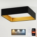 Brilagi - диммируемый потолочный светильник VELVET SQUARE SMART LED/36 Вт/230 В 60×60 см 2700–6500 К Wi-Fi Tuya + пульт дистанционного управления, черный
