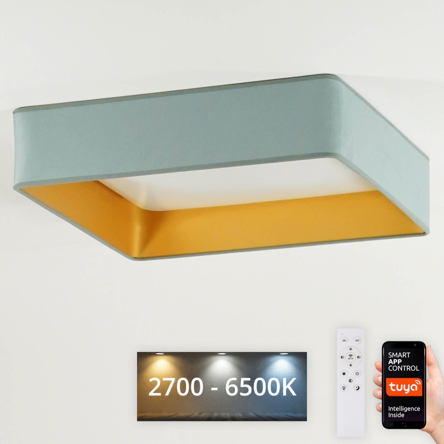 Brilagi - Диммируемый потолочный светильник VELVET SQUARE SMART LED/36W/230V 60x60 cm 2700-6500K Wi-Fi Tuya + пульт дистанционного управления мятный