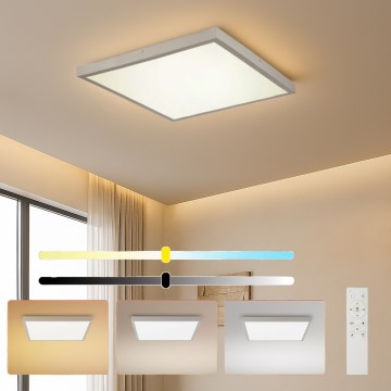Brilagi - Диммируемый потолочный светодиодный светильник для ванной FRAME SMART LED/50W/230V 60×60 см 3000-6000K IP44 серебристый + пульт дистанционного управления