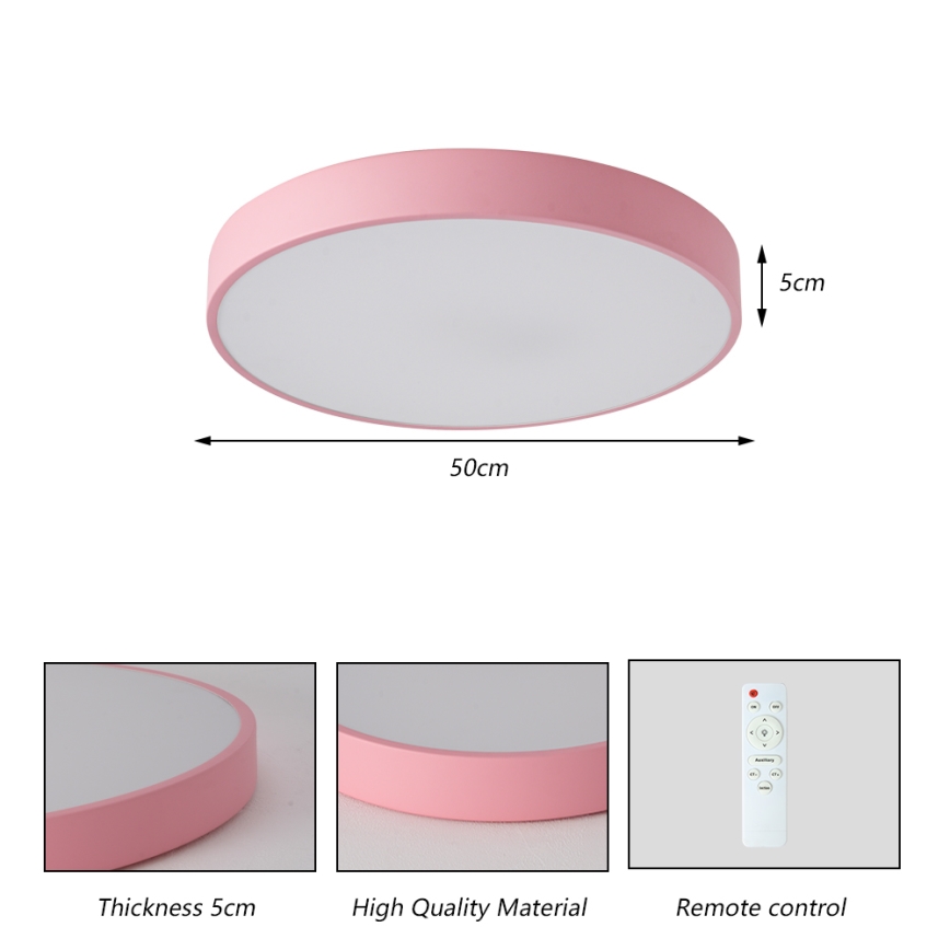 Brilagi - LED диммируемый потолочный светильник POOL LED/60W/230V 3000-6000K Ø 50 см розовый + пульт дистанционного управления