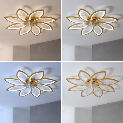 Brilagi - Диммируемый светодиодный потолочный вентилятор LED/43W/230V, диаметр 90 см, золотой + пульт дистанционного управления