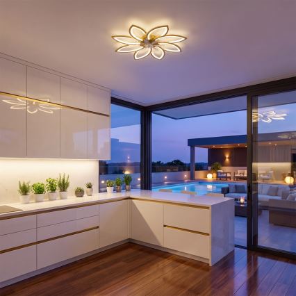 Brilagi - Диммируемый светодиодный потолочный вентилятор LED/43W/230V, диаметр 90 см, золотой + пульт дистанционного управления