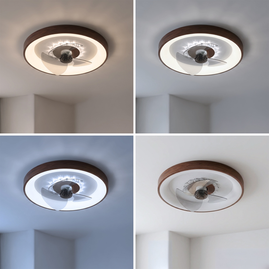 Brilagi - LED диммируемый потолочный вентилятор LED/34W/230V диам. 46 см коричневый + пульт дистанционного управления