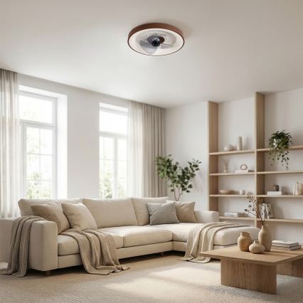 Brilagi - LED диммируемый потолочный вентилятор LED/34W/230V диам. 46 см коричневый + пульт дистанционного управления