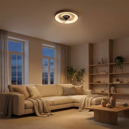 Brilagi - LED диммируемый потолочный вентилятор LED/34W/230V диам. 46 см коричневый + пульт дистанционного управления