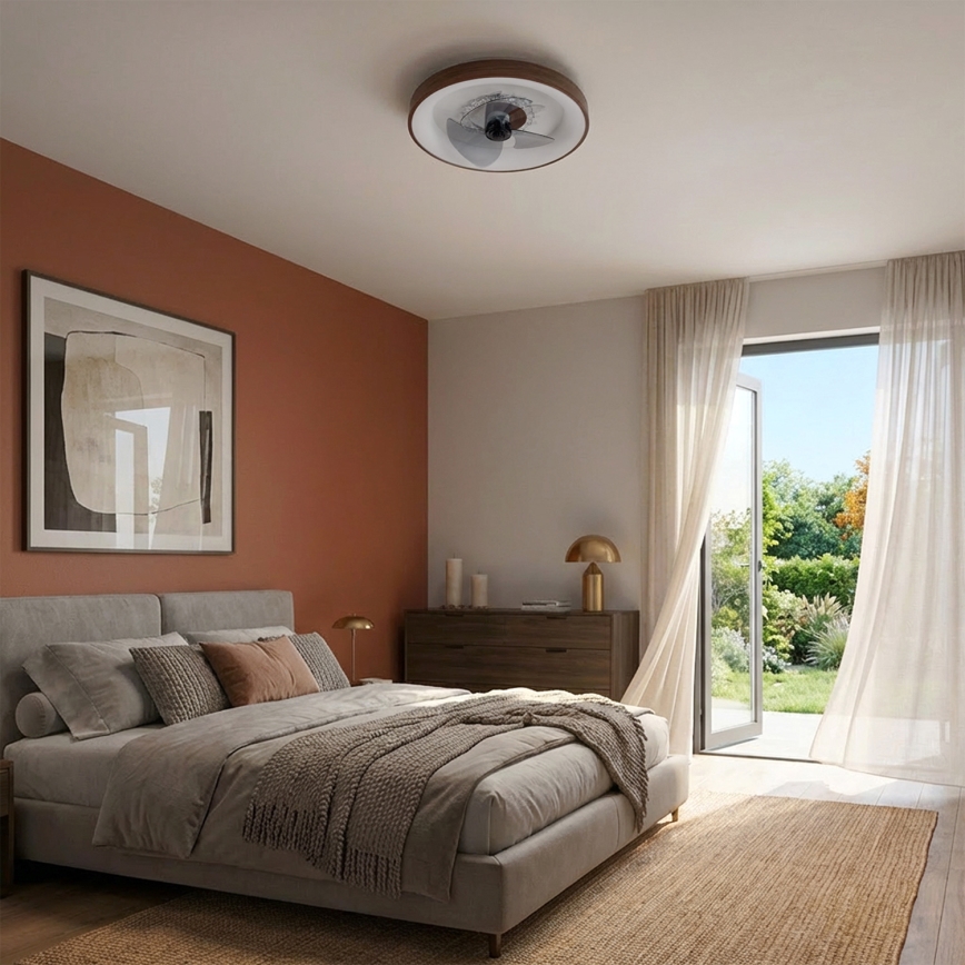 Brilagi - LED диммируемый потолочный вентилятор LED/34W/230V диам. 46 см коричневый + пульт дистанционного управления