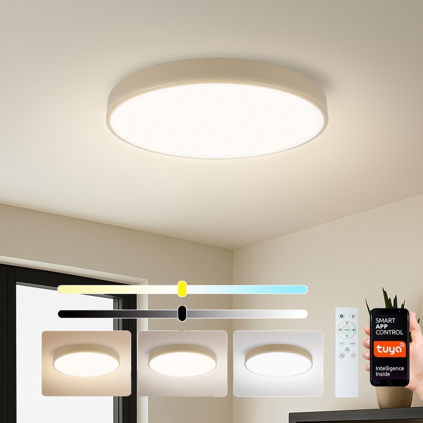 Brilagi - диммируемый потолочный светильник POOL SMART LED/60 Вт/230 В 3000–6000 К, диаметр 50 см, Wi‑Fi Tuya, бежевый + пульт дистанционного управления