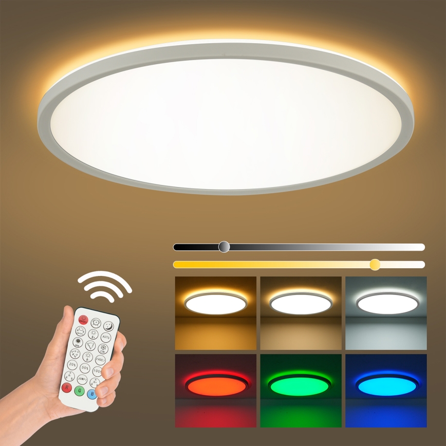 Brilagi - LED RGBW диммируемый потолочный светильник ULTRA SLIM LED/18W/230V 2700–6500K Ø 30 см белый + пульт дистанционного управления