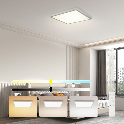 Brilagi - Диммируемый потолочный светодиодный светильник для ванной FRAME SMART LED/50W/230V 60×60 см 3000-6000K IP44 серебристый + пульт дистанционного управления