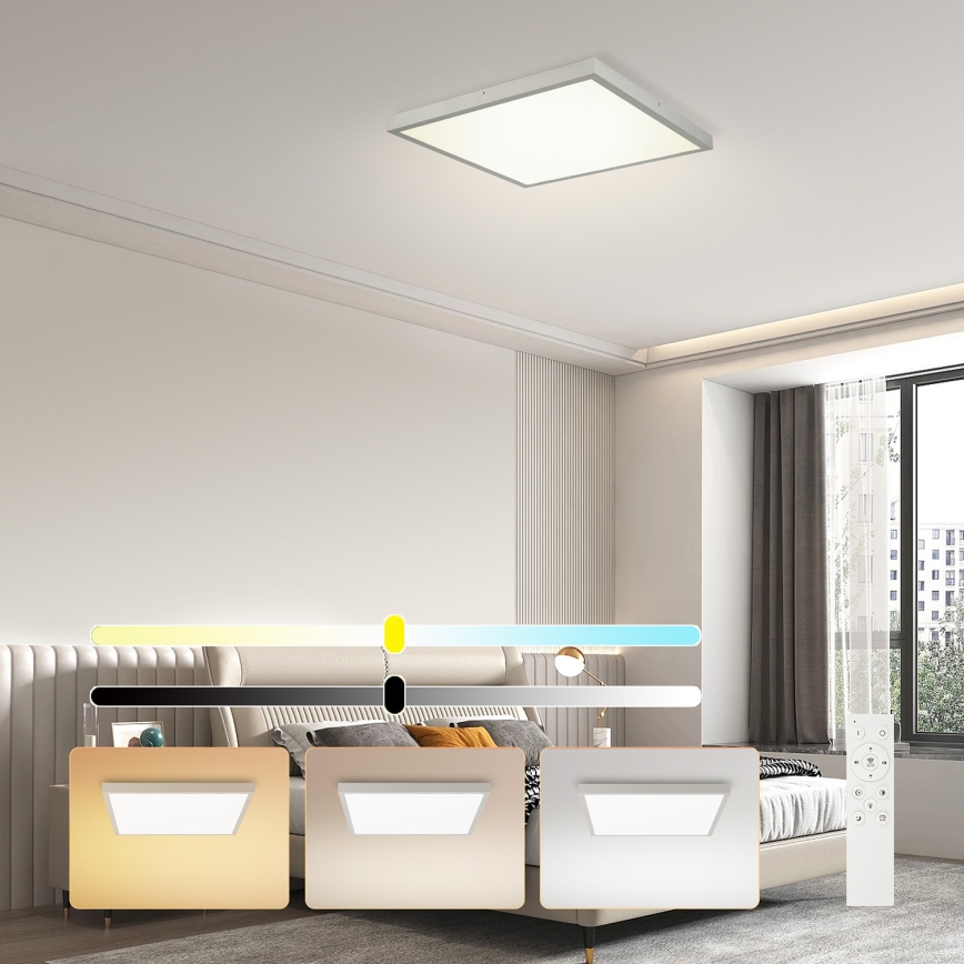 Brilagi - Диммируемый потолочный светодиодный светильник для ванной FRAME SMART LED/50W/230V 60×60 см 3000-6000K IP44 серебристый + пульт дистанционного управления