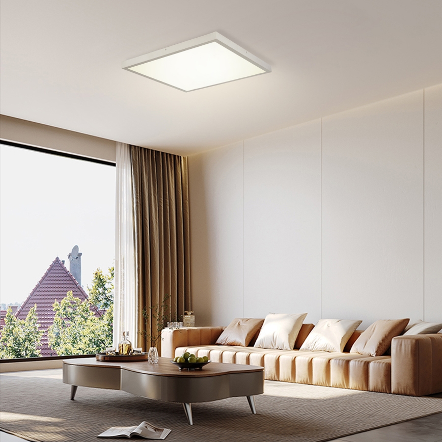 Brilagi - Диммируемый потолочный светодиодный светильник для ванной FRAME SMART LED/50W/230V 60×60 см 3000-6000K IP44 серебристый + пульт дистанционного управления