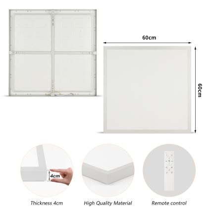 Brilagi - Диммируемый потолочный светодиодный светильник для ванной FRAME SMART LED/50W/230V 60×60 см 3000-6000K IP44 серебристый + пульт дистанционного управления