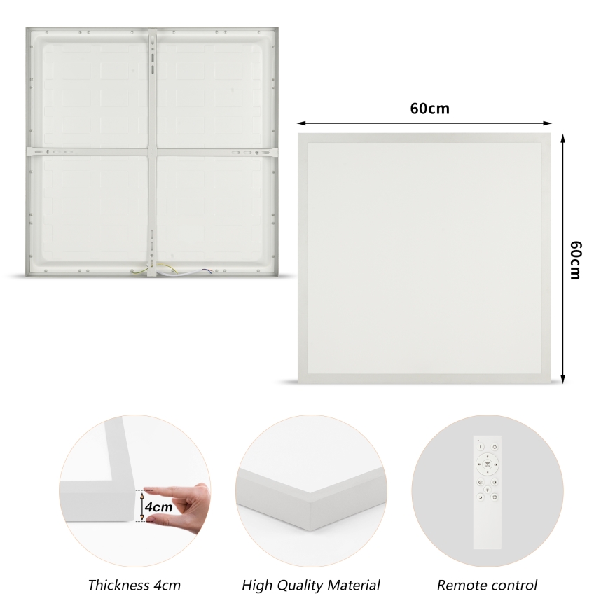 Brilagi - Диммируемый потолочный светодиодный светильник для ванной FRAME SMART LED/50W/230V 60×60 см 3000-6000K IP44 серебристый + пульт дистанционного управления