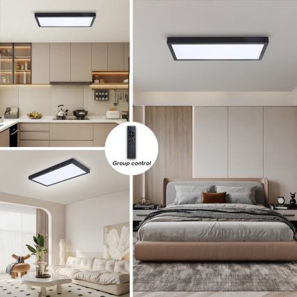 Brilagi - LED Диммируемый потолочный светильник для ванной FRAME SMART LED/30 Вт/230 В 30x60 см 3000-6000К  IP44 чёрный  + пульт дистанционного управления